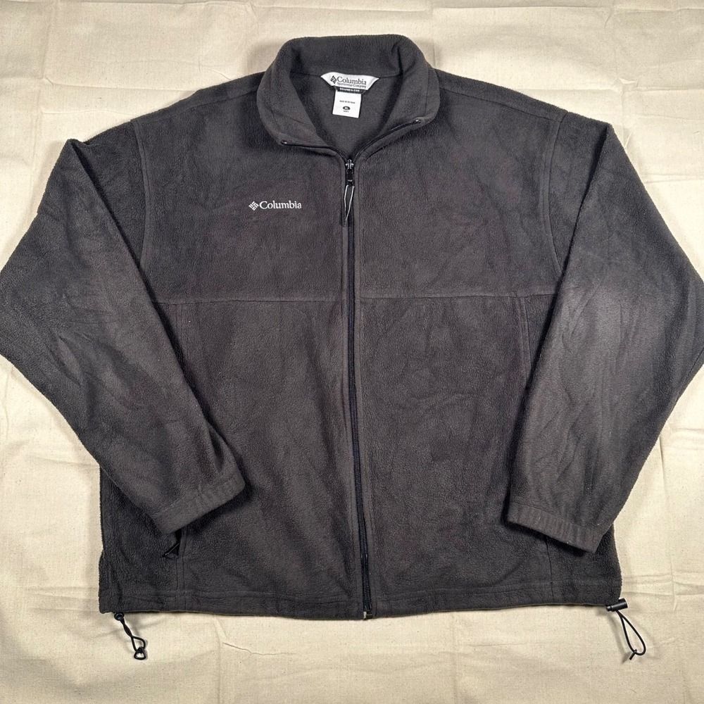 Columbia Mens XL Full Zip Fleece Jacket Charcoal Gray XM 6283 Mock Neck Pocket